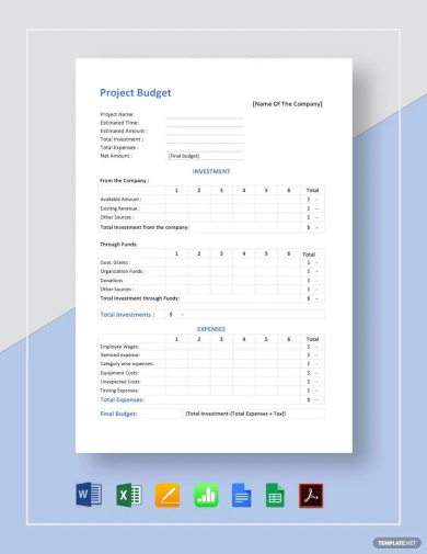 project budget template