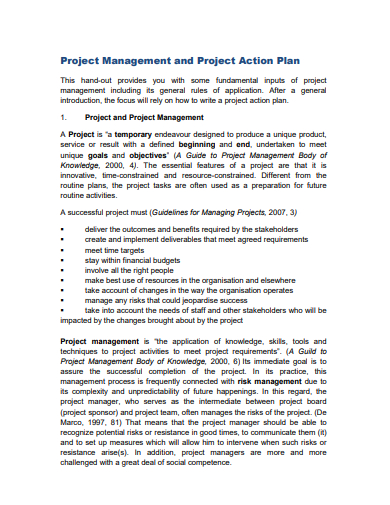 project management action plan