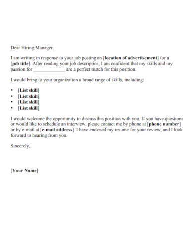 project manager short cover letter