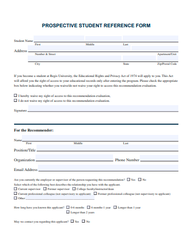 prospective student reference form template