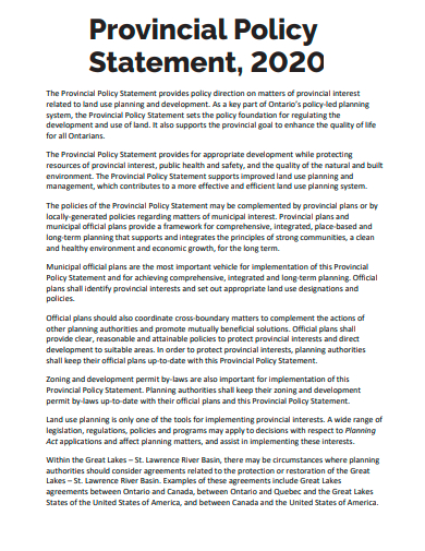 provincial policy statement template