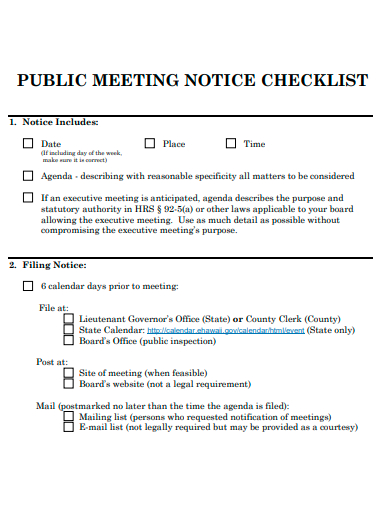 public meeting notice checklist template