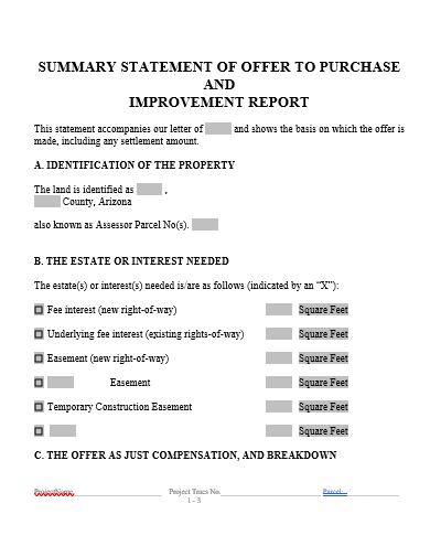 purchase summary statement and improvement report template