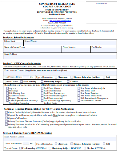 real estate course application template