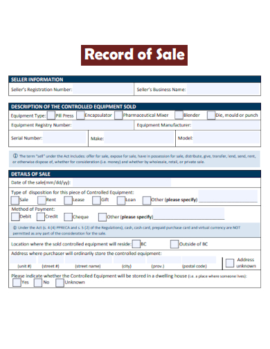 record of sale