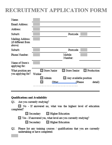 recruitment application form template