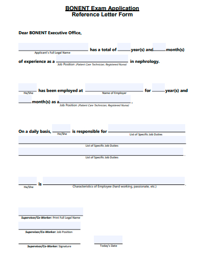 reference letter form template