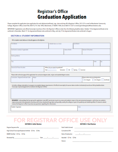 registrars office graduation application template