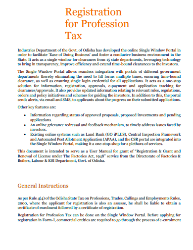 registration for profession tax template