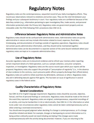 regulatory notes