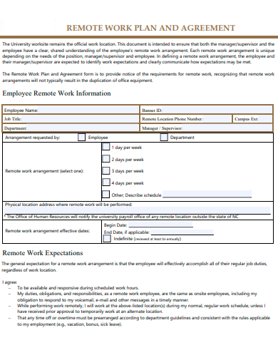 remote work plan and agreement template