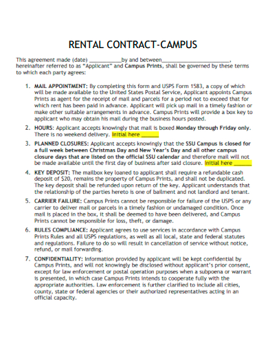 rental contract campus