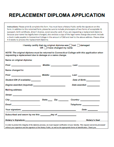 replacement diploma application