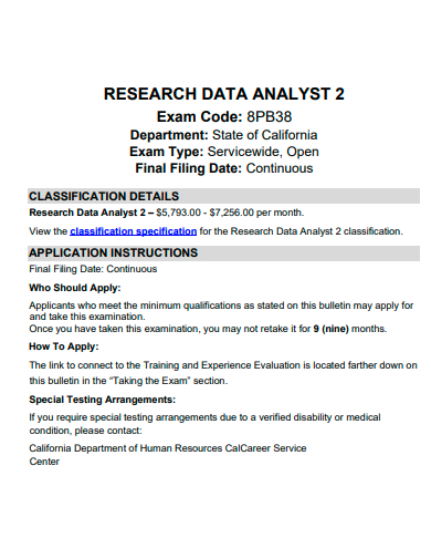 research data analyst template