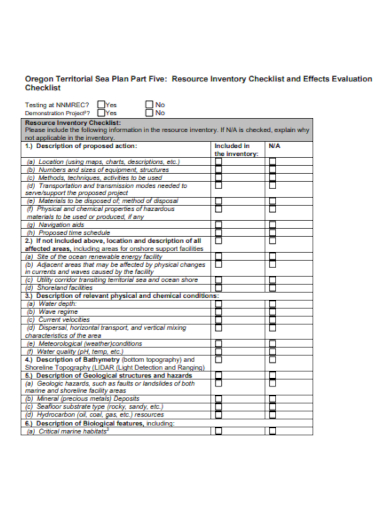 resource inventory checklist