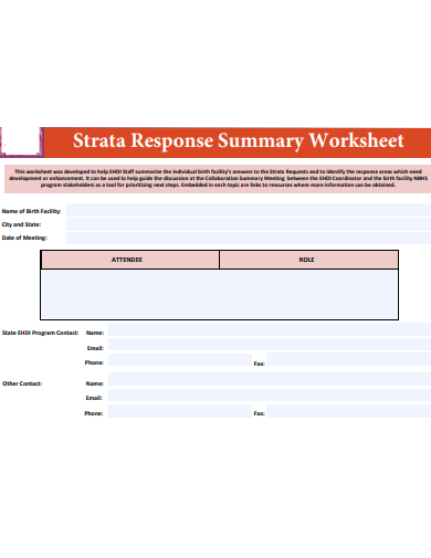 response summary worksheet template