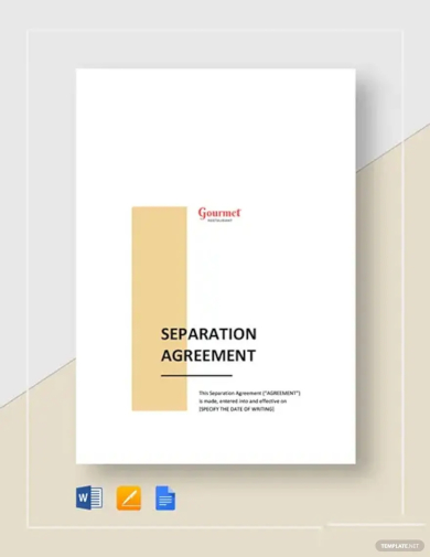 restaurant separation agreement template