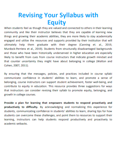 revising your syllabus with equity