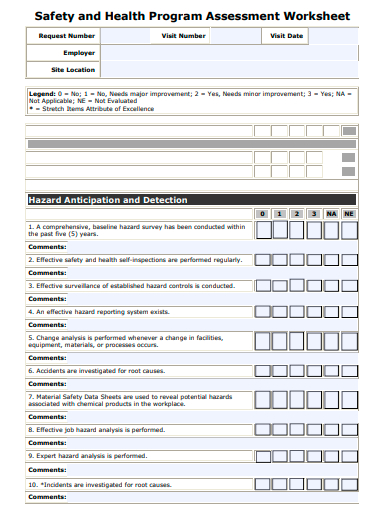 safety and health program assessment worksheet template