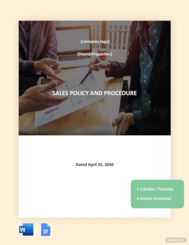 sales policies and procedures template