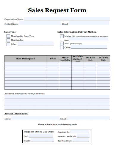 sales request form