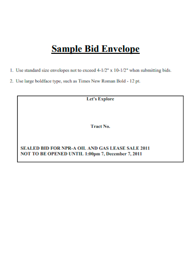 sample bid envelope