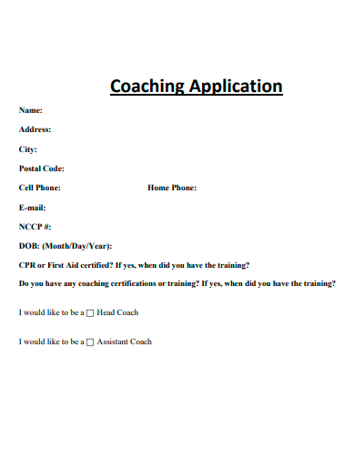 sample coaching application template