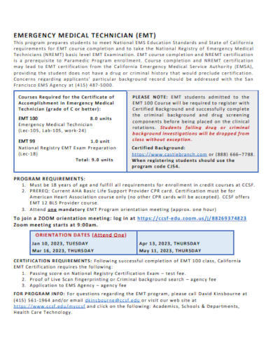 FREE 30+ EMT Samples in PDF