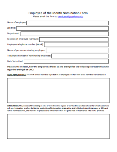 sample employee of the month form