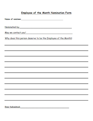 sample employee of the month nomination form