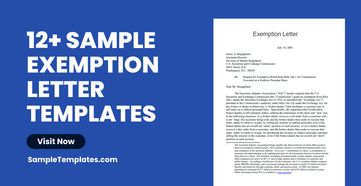 sample exemption letter template