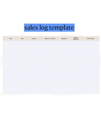 sample sales log form template