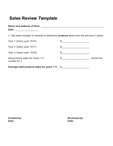 sample sales review form template