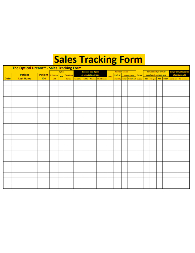 sample sales tracking form template