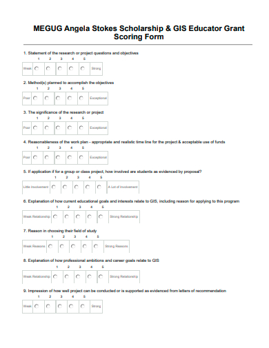 sample scoring form template