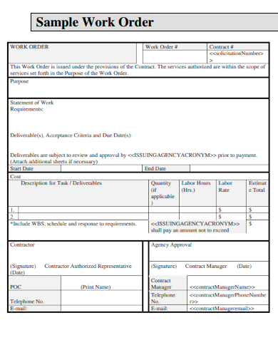 FREE 45+ Work Order Samples in Google Docs | Google Sheets | MS Word ...