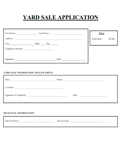 sample yard sale application form template