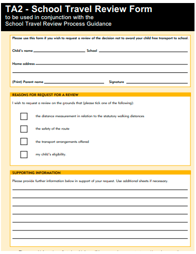 school travel review form template