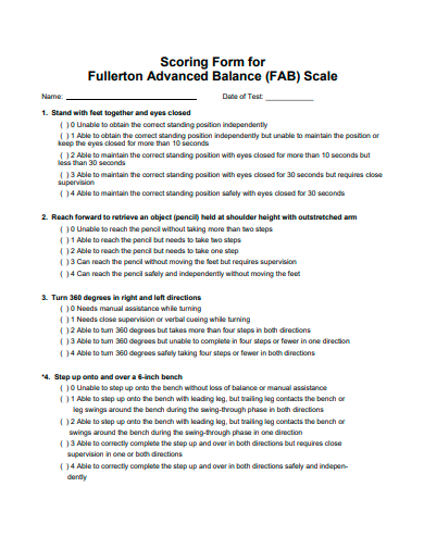scoring form advanced balance scale template