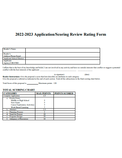 scoring review rating form template