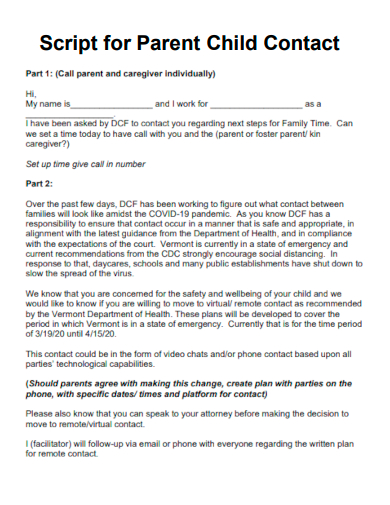 script for parent child contact