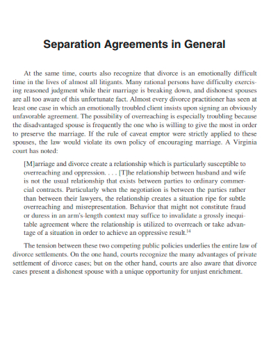 separation agreements in general