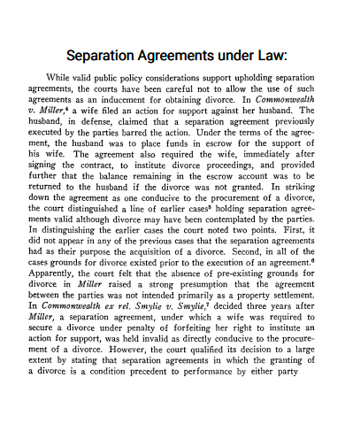 separation agreements under law