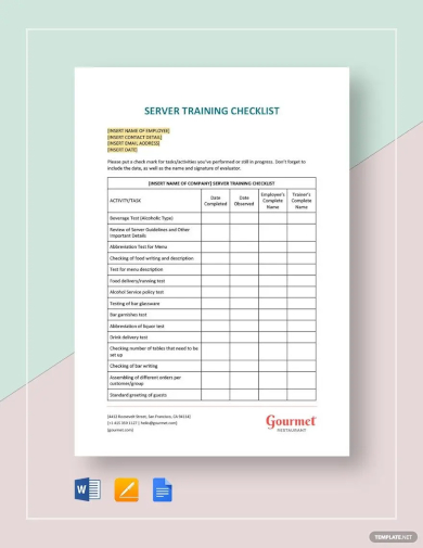 server training checklist template1