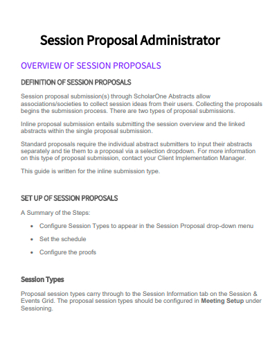 session proposal administrator template
