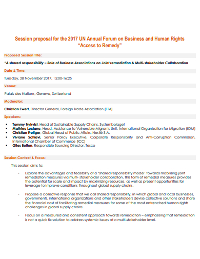 session proposal for annual forum on business template