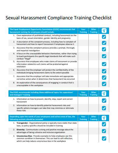 sexual harassment compliance training checklist template
