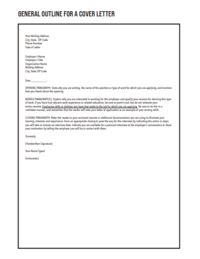 short cover letter outline