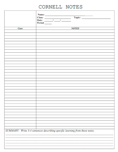 simple cornell notes