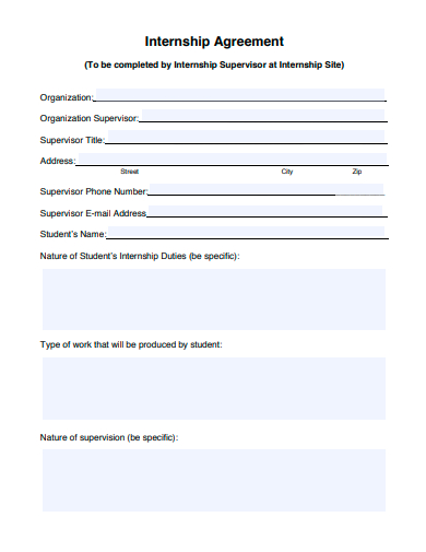 simple internship agreement template